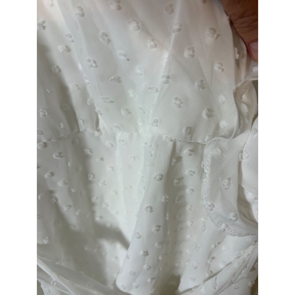 City Chic White Swiss Dot Ruffle Wrap Romper Flutter Sleeve Size M/18 - Picture 6 of 15